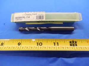 NEW WALTER TITEX 7.4MM CARBIDE DRILL BIT COOLANT THROUGH 3-5/8" OAL 2 A3385TFL