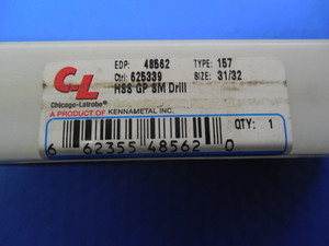 NEW CHICAGO-LATROBE 31/32" HIGH SPEED STEEL SCREW DRILL BIT 5-7/8" OAL HSS 48562