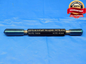 7/16 12 NA 3 START ACME THREAD PLUG GAGE .4375 GO NO GO P.D.'S = .3938 & .4084 - MS0281BU 7/16 12 NA 3 START ACME THREAD PLUG GAGE .4375 GO NO GO P.D.'S = .3938 & .4084 - MS0281BU
