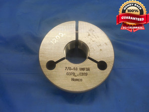 7/8 18 UNF 3A THREAD RING GAGE .875 GO ONLY P.D. = .8389 NF-3A INSPECTION CHECK - DW8755RD