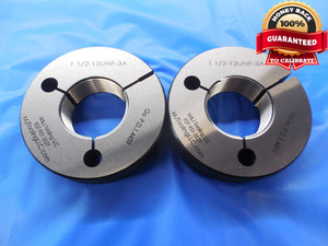 NEW 1 1/2 12 UNF 3A THREAD RING GAGES 1.5 GO NO GO P.D.'S = 1.4459 & 1.4411 - JF3864MJ