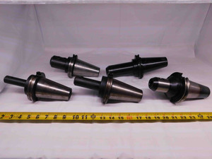 5 PCS MIXED LOT OF CAT50 3/8, 1/2, 3/4, 7/8 & 1" ID SOLID END MILL TOOL HOLDERS - MS1517BU