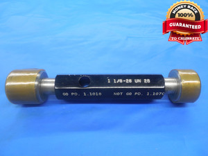 1 1/8 28 UN 2B LEFT HAND THREAD PLUG GAGE 1.125 GO NO GO PD'S = 1.1018 & 1.1070 - DW9313BU