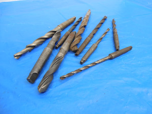 9PC LOT MORSE TAPER HSS TWIST DRILL BITS VARIOUS SIZES FROM 1/4 UP TO 41/64 MT - MS2221BU