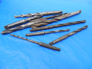 9PC LOT MORSE TAPER HSS TWIST DRILL BITS VARIOUS SIZES FROM 1/4 UP TO 41/64 MT - MS2221BU