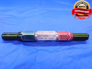 .4975 & .4985 PIN PLUG GAGE GO NO GO .5000 -.0015 UNDERSIZE 1/2 12.662 mm   - MB0755AC1