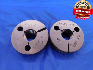 3/4 12 N 3 THREAD RING GAGES .75 GO NO GO P.D.'S = .6959 & .6918 .750 .7500 - DW11841AC1