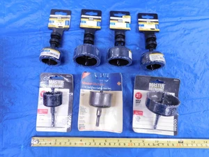 LOT OF 7 NEW MASTER MECHANIC CARBON STEEL HOLE SAWS SIZES FROM 1 1/2 UP TO 2 1/2 - MS4644LVR