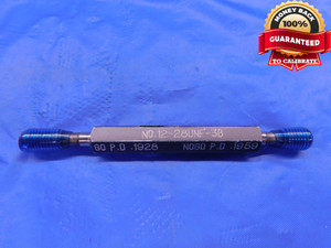 12 28 UNF 3B THREAD PLUG GAGE #12 .216 .2160 GO NO GO P.D.'S = .1928 & .1959 - DW13448RD
