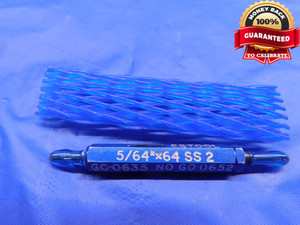 5/64 64 SS 2 THREAD PLUG GAGE .078125 GO NO GO P.D.'S = .0635 & .0652 CHECK - DW13567RD