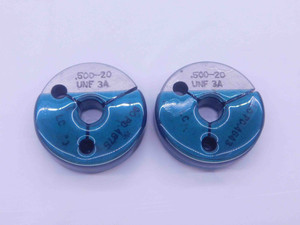 1/2 20 UNF 3A THREAD RING GAGES .5 .50 .500 GO NO GO P.D.'S = .4675 & .4643 - DW13726LVR