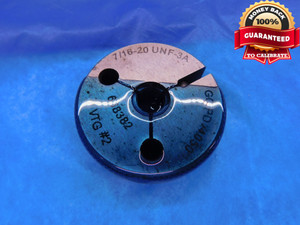 7/16 20 UNF 3A VERMONT THREAD RING GAGE .4375 GO ONLY P.D. = .4050 INSPECTION - DW14001RD