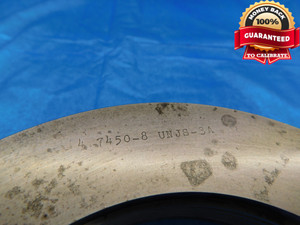 4.7450 8 UNJS 3A THREAD RING GAGES 4.745 GO NO GO P.D.'S = 4.6638 & 4.6579 CHECK - DW14375RD