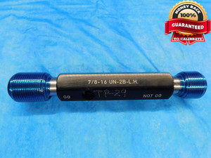 7/8 16 UN 2B LEFT HAND THREAD PLUG GAGE .875 GO NO GO P.D.'S = .8344 & .8407 - DW14699AC2