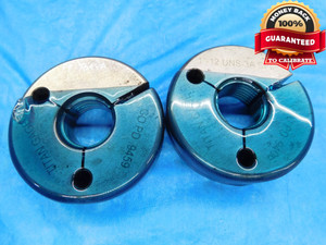 1" 12 UNS 3A SPECIAL THREAD RING GAGES 1.0 1.00 GO NO GO P.D.'S = .9459 & .9406 - DW14797AG2