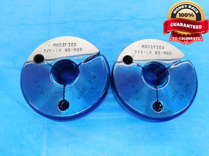 7/8 18 NS MOD MODIFIED THREAD RING GAGES .875 GO NO GO P.D.'S = .8405 & .8380 - DW16212RD