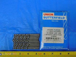 11PCS UNION BUTTERFIELD #14 .1820" HSS JOBBER TWIST DRILL BIT .15" SHANK - MB8343AT2