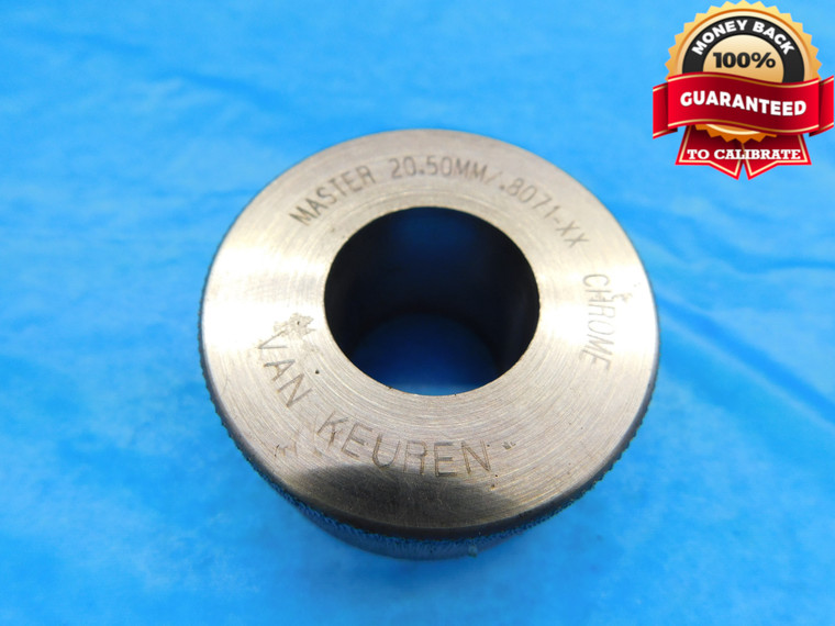 20.500 CLASS XX MASTER PLAIN BORE RING GAGE ONSIZE 21 mm .8071 20.50 CHROME - DW18308BB2