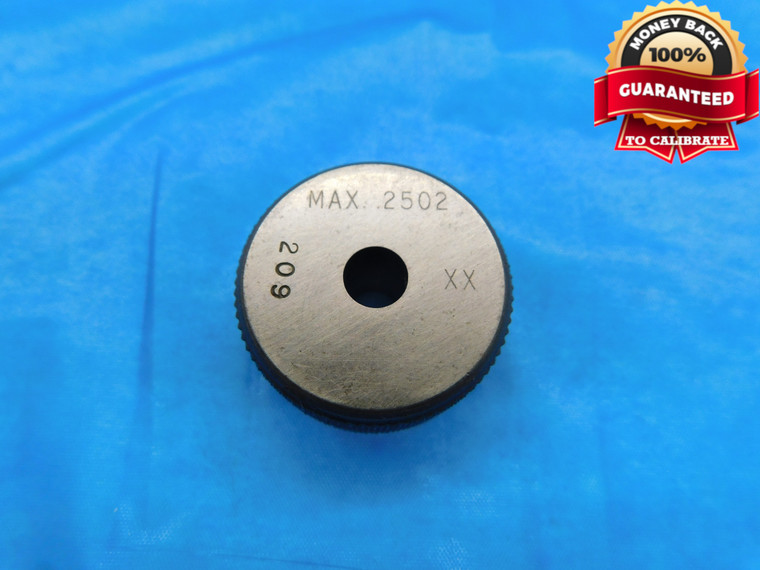 .2502 CLASS XX MASTER PLAIN BORE RING GAGE .2500 +.0002 OVERSIZE 1/4 6.355 mm - DW18376BR2