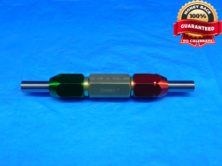 .4300 & .4390 CL XX PIN PLUG GAGE GO NO GO .4375 +.0015 7/16 11 mm .430 .439 - AR10117BB2