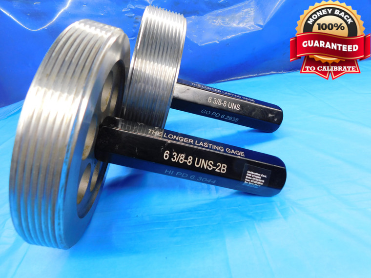 6 3/8 8 UNS 2B THREAD PLUG GAGE 6.375 6.3750 GO NO GO P.D.'S = 6.2938 & 6.3044 - DW18506BQ2