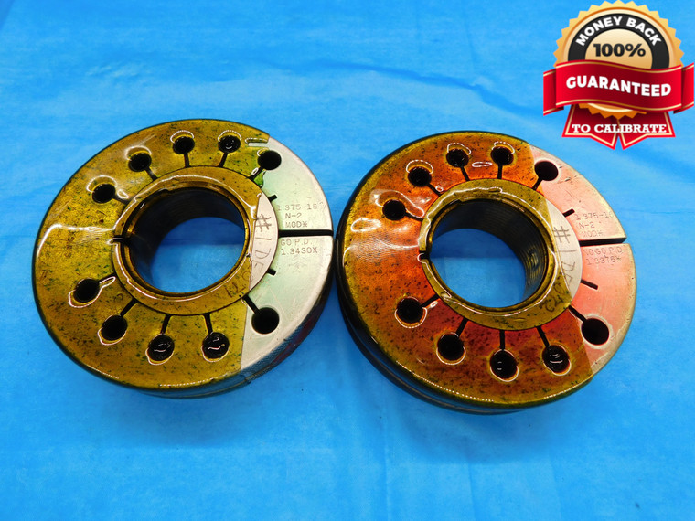 1 3/8 16 N 2 MODIFIED THREAD RING GAGES 1.375 GO NO GO P.D.'S = 1.3430 & 1.3376 - DW18547RD