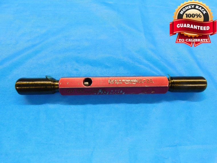 7/16 24 UNS 2A SET THREAD PLUG GAGE .4375 GO NO GO P.D.'S = .4083 & .4045 CHECK - DW18533LVR
