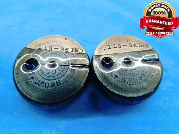 .113 36 THREAD RING GAGES .1130 GO NO GO P.D.'S = .095 & .0932 INSPECTION CHECK - DW18660RD