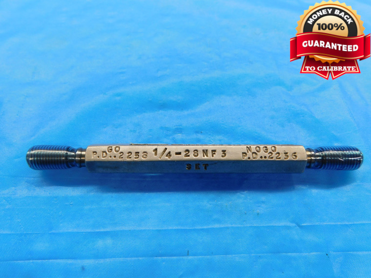 1/4 28 NF 3 SET THREAD PLUG GAGE .25 .250 .2500 GO NO GO P.D.'S = .2258 & .2236 - DW18693RD