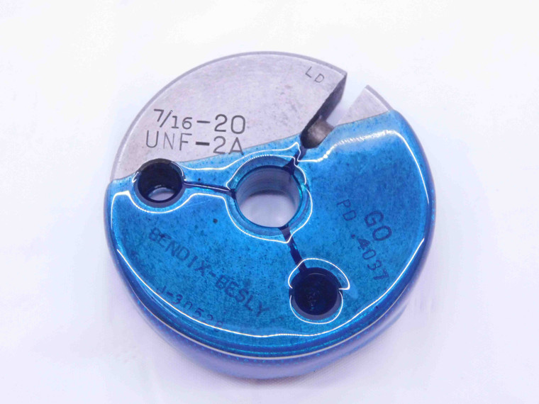 7/16 20 UNF 2A THREAD RING GAGE .4375 GO ONLY P.D. = .4037 INSPECTION CHECK - DW18717RD