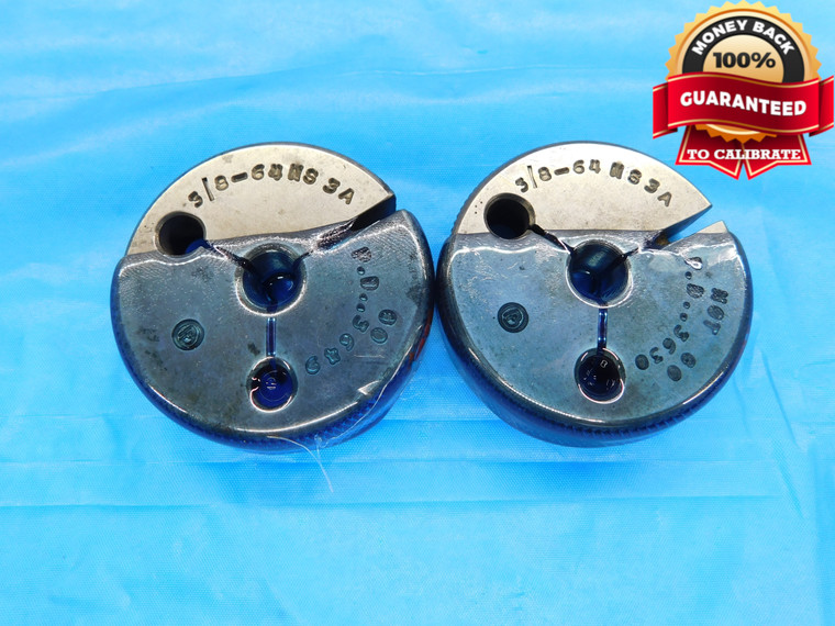 3/8 64 NS 3A THREAD RING GAGES .375 .3750 GO NO GO P.D.'S = .3649 & .3630 UNS-3A - DW18788RD