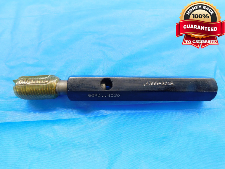 .4355 20 NS THREAD PLUG GAGE GO ONLY P.D. = .4030 .4355"-20 INSPECTION CHECK - DW18789RD