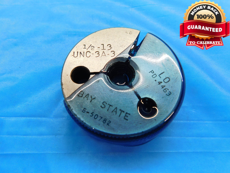 1/2 13 UNC 3A 3 THREAD RING GAGE .5 .50 .500 .5000 NO GO ONLY P.D. = .4463 CHECK - DW18810RD