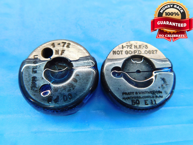 1 72 NF 3 THREAD RING GAGES #1 .073 .0730 GO NO GO P.D.'S = .0640 & .0627 UNF-3 - DW18830RD