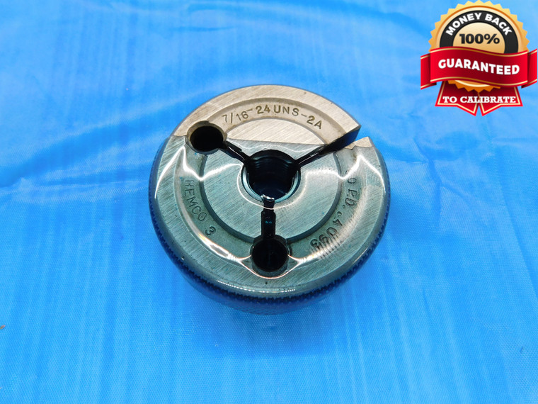 7/16 24 UNS 2A THREAD RING GAGE .4375 GO ONLY P.D. = .4093 INSPECTION CHECK - DW19224RD