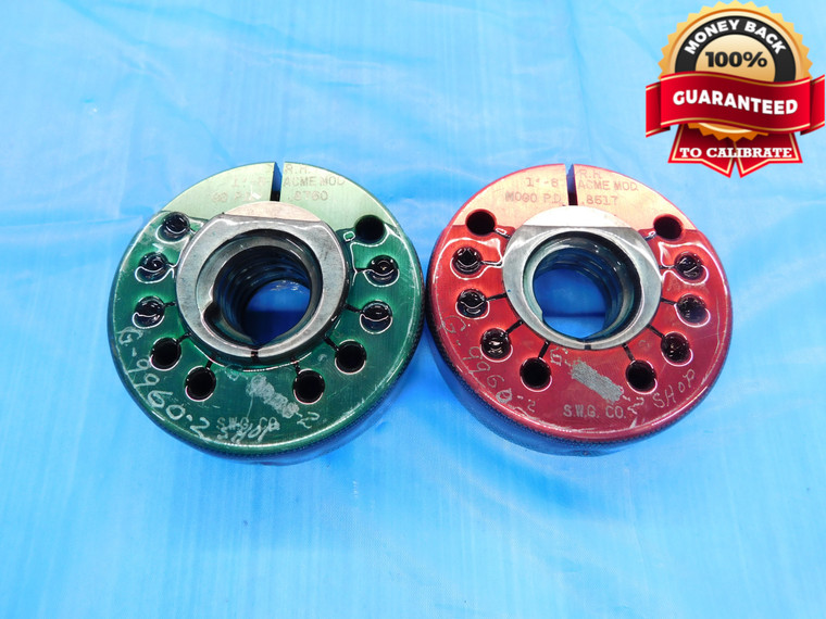 1" 6 ACME MODIFIED THREAD RING GAGES 1.0 1.00 GO NO GO P.D.'S = .8760 & .8517 - DW19235BX2