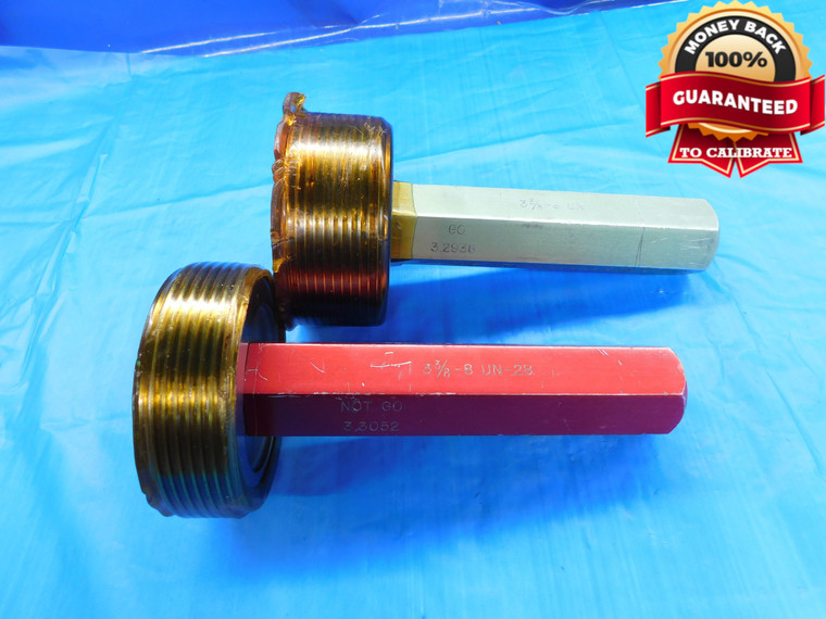 3 3/8 8 UN 2B THREAD PLUG GAGE 3.375 3.3750 GO NO GO P.D.'S = 3.2938 & 3.3052 - DW19383LVR