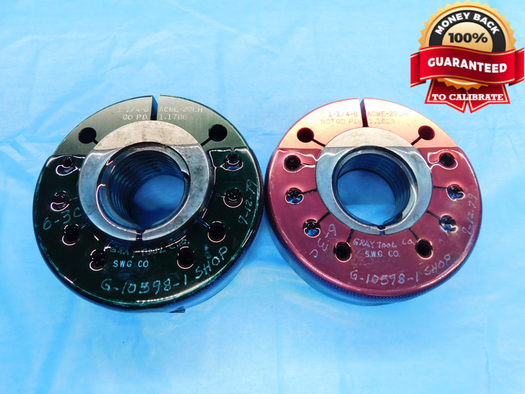 1 1/4 8 ACME 2G LEFT HAND THREAD RING GAGES 1.25 GO NO GO PD'S = 1.1786 & 1.1613 - DW18979BX2