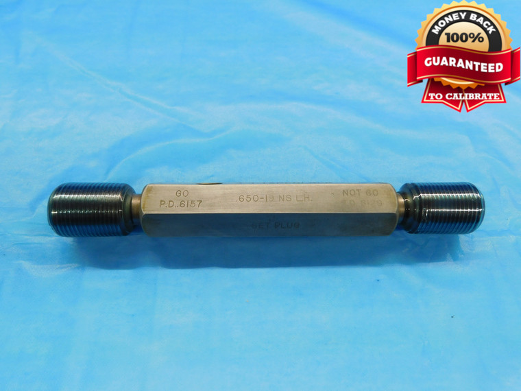 .650 19 NS LEFT HAND SET THREAD PLUG GAGE .65 GO NO GO P.D.'S = .6157 & .6129 - DW19037RD