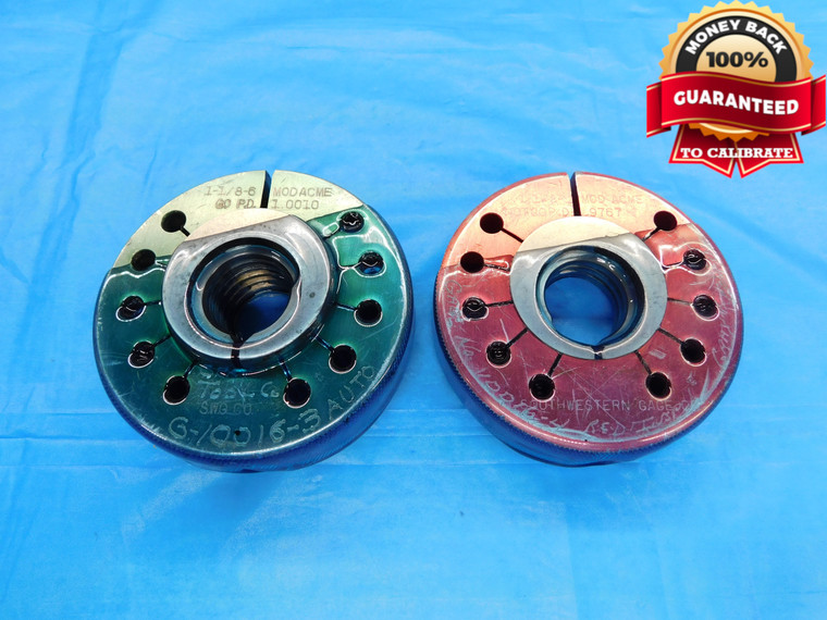 1 1/8 6 MOD ACME THREAD RING GAGES 1.125 1.1250 GO NO GO P.D.'S = 1.0010 & .9767 - DW18948BX2