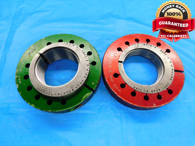 2 1/4 6 STUB ACME 2G THREAD RING GAGES 2.25 GO NO GO P.D.'S = 2.1880 & 2.1668 - DW18951BX2