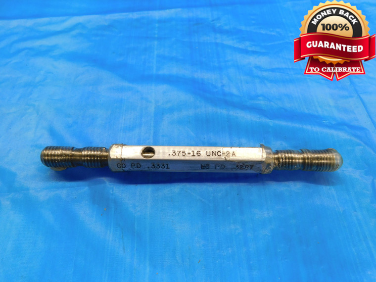 3/8 16 UNC 2A HILO SET THREAD PLUG GAGE .375 GO NO GO P.D.'S = .3331 & .3287 - DW19402LVR