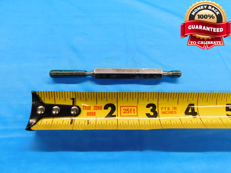 10 24 UNC 2B EXTRA LONG THREAD PLUG GAGE #10 .190 GO NO GO PD'S = .1629 & .1672 - DW19433CD2