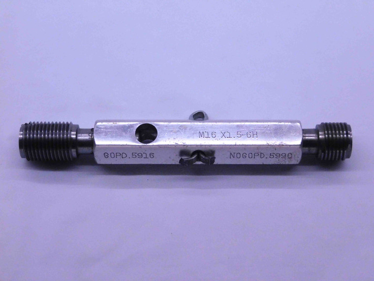 M16 X 1.5 6H METRIC THREAD PLUG GAGE 16 GO NO GO P.D.'S = .5916 & .5990 CHECK - DW19442CD2