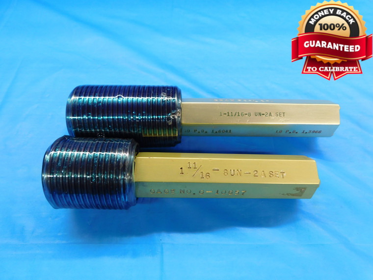 1 11/16 8 UN 2A SET THREAD PLUG GAGE 1.6875 GO NO GO P.D.'S = 1.6041 & 1.5966 - DW19478BX2