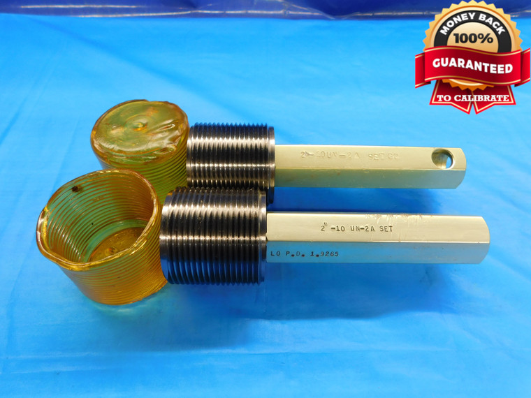 2" 10 UN 2A SET THREAD PLUG GAGE 2.0 2.00 GO NO GO P.D.'S = 1.9330 & 1.9265 - DW19469BX2