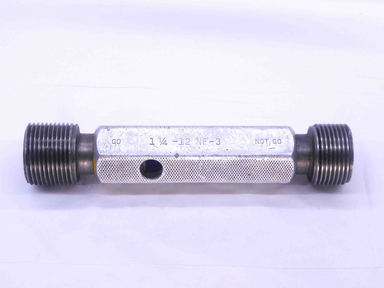 BUDGET 1 1/4 12 NF 3 THREAD PLUG GAGE 1.25 GO NO GO P.D.'S = 1.1959 & 1.1999 - DW20035RD