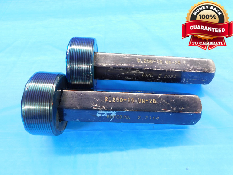 2 1/4 16 UN 2B THREAD PLUG GAGE 2.25 2.250 GO NO GO P.D.'S = 2.2094 & 2.2164 - DW20233CM2