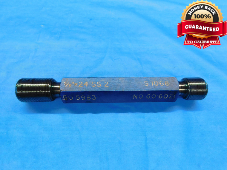 5/8 24 SS 2 THREAD PLUG GAGE .625 .6250 GO NO GO P.D.'S = .5983 & .6021 CHECK - DW20281LVR