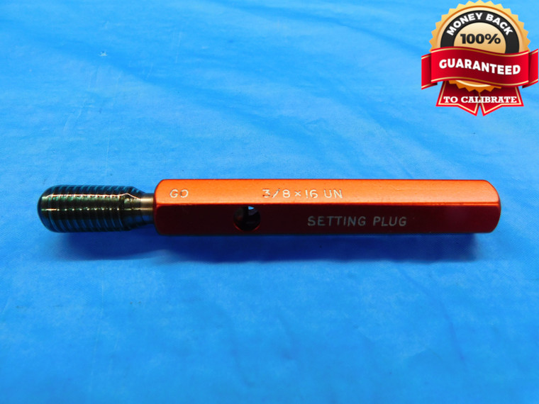 3/8 16 UN SET THREAD PLUG GAGE .375 .3750 GO ONLY P.D. = .3378 INSPECTION CHECK - DW20287LVR